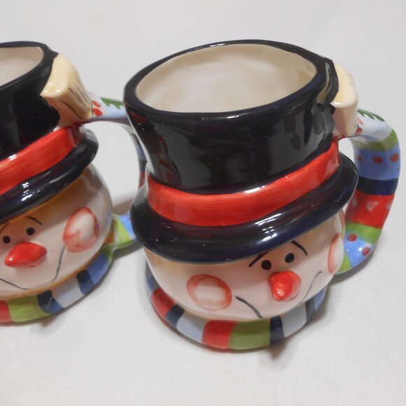 LOT 2 VTG ROUND PORCELAIN SNOWMAN PACIFIC ISLAND CREATIONS COFFEE CUPS MUGS 🔥 - Picture 7 of 9